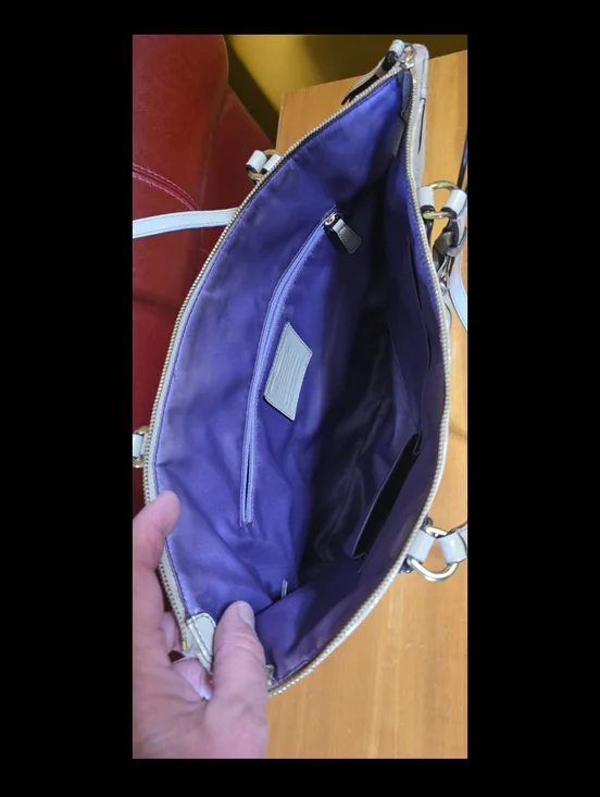 Coach Bag Poppy Metallic Beige Gold Signature C Patent Leather Canvas - Picture 12 of 16